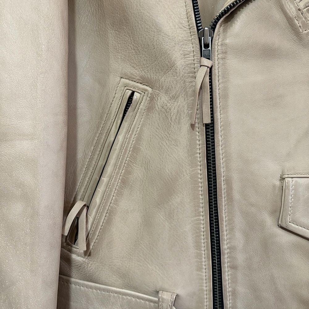 Distressed Beige Leather Jacket - Picture 3 of 5